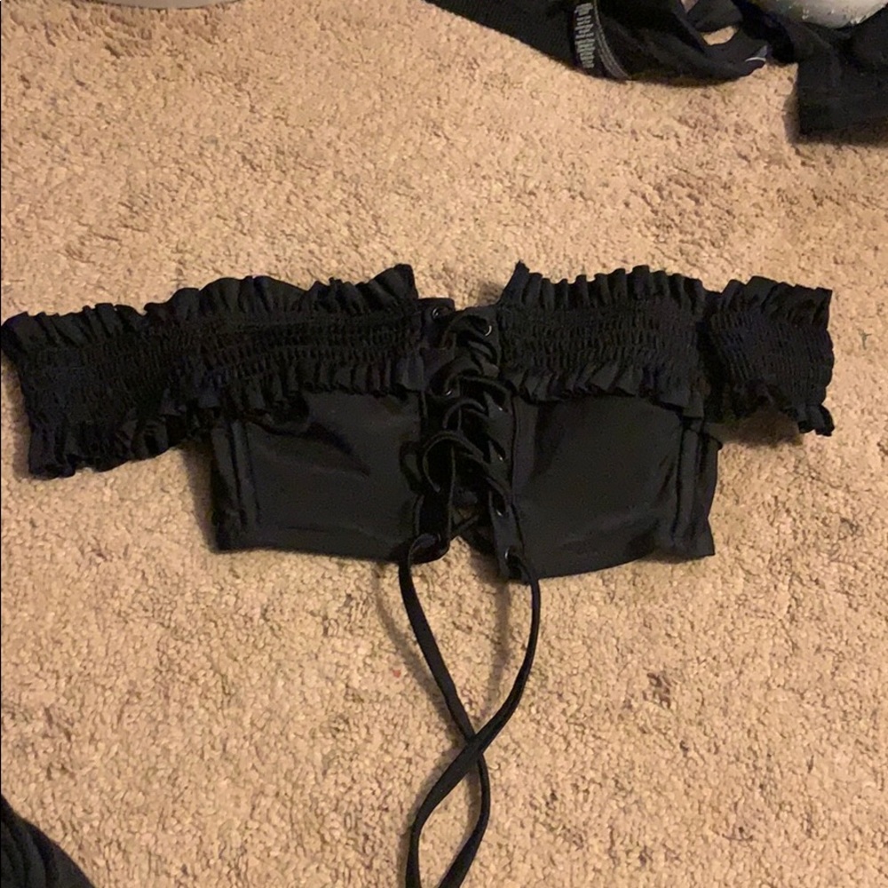 Off the shoulder ruffled bikini top